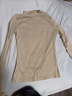 Rue21 Ribbed Mock Neck Long Sleeve Top - Beige